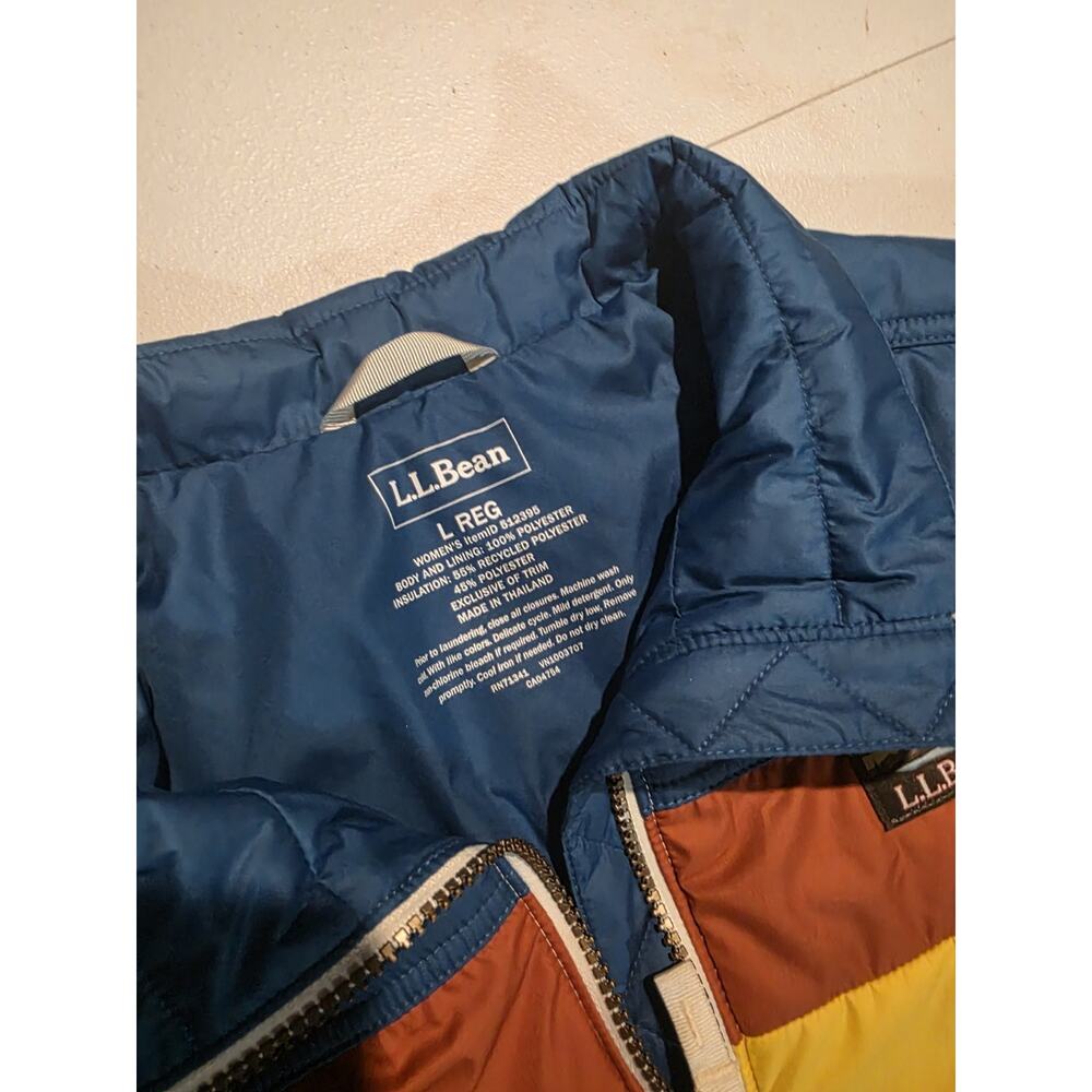 L.L.Bean Mountain Classic Puffer Jacket Womens Large Colorblock Insulated - Picture 5 of 6